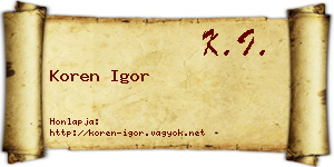 Koren Igor névjegykártya